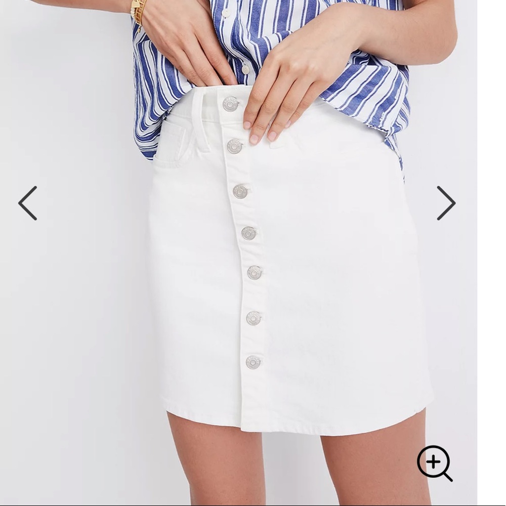 Madewell White Button-Front Mini Skirt